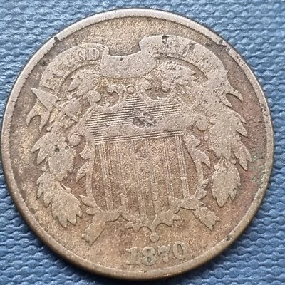 1870 Two Cent Piece 2c Better Grade VF Details #83900 - Image 1 of 2