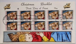 VAN NATTA 1990 CHRISTMAS RELIGIOUS MARY & CHILD HAND PAINTED HP FIRST DAY COVER - Picture 1 of 1