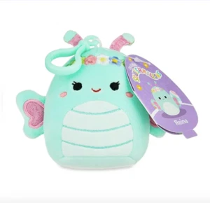 MINI SQUISHMALLOW GREEN BUTTERFLY REINA CLIP-ON PLUSH TOY 4" KELLYTOY NWT NEW - Picture 1 of 9
