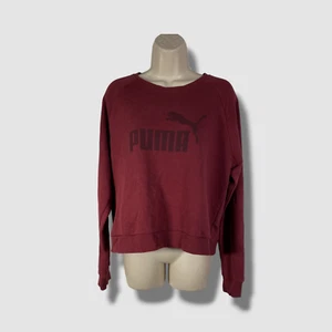 $50 Puma Women's Red Logo Print Crewneck Sweatshirt Sweater Size Large - Picture 1 of 3