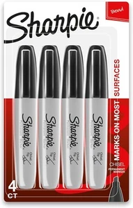 Sharpie Permanent Markers, Chisel Tip, Black, 4 4 Count (Pack of 1), Black - Bild 1 von 8