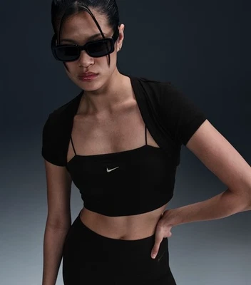 Nike Women’s Hj1299-010 Chill Knit Tight Cropped Mini Rib Top Size L NWT - Image 1 of 4