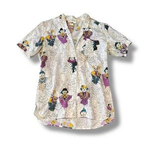 Vintage Clown Pattern Button Shirt - Picture 1 of 3
