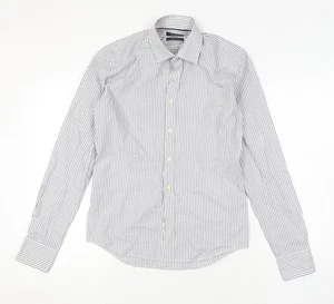 Gianni Valentino Men's Grey Slim Fit Striped Shirt M - Picture 1 of 12
