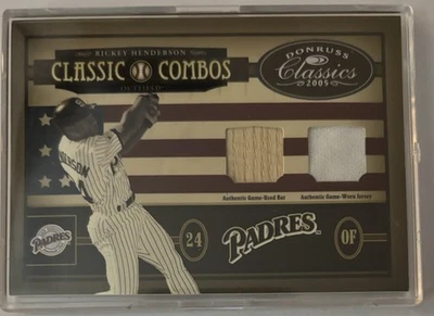 Rickey Henderson 2005 Donruss Classics Combos Padres/Bo Jackson Royals Juego Usado Foto 1 de 2
