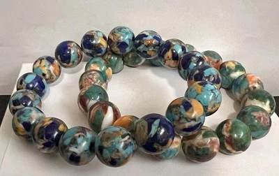 Paquete de 2 brazaletes elásticos con cuentas de 12 mm de compuesto turquesa espinoso de 7"-8" pulgadas Foto 1 de 4