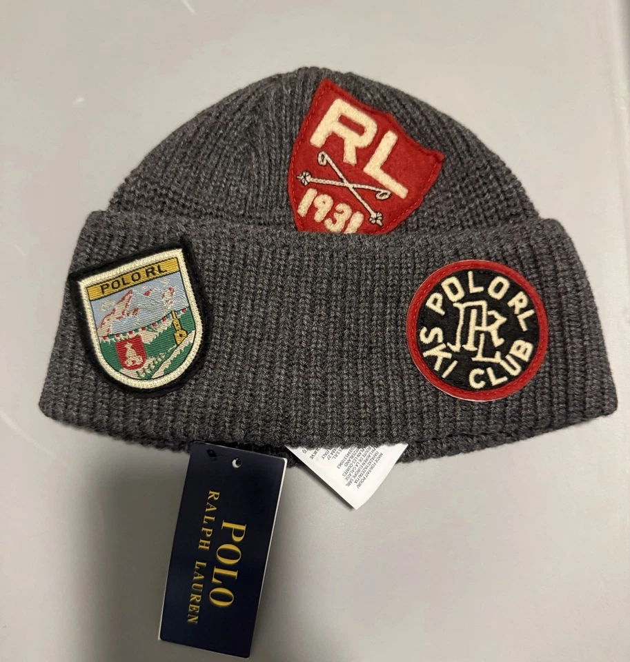 Polo Ralph Lauren Gray TIGER P WING Skull Beanie Hat  67 FOOTBAL VARSITY NWT - Image 1 of 1