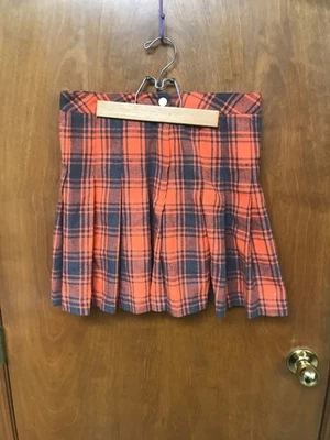 Falda plisada de franela negra a cuadros naranja para escuela secundaria talla 12 Halloween Foto 1 de 3