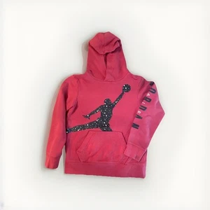 Nike Air Jordan Youth (Size M 10-12Y) Red Athletic Hoodie Logo Sweatshirt - Picture 1 of 8