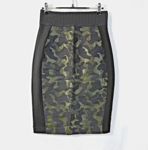 Maeve Anthropologie Pencil Skirt Women's Size 6P Black/Green Camo Jacquard Midi - Picture 1 of 9