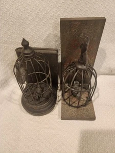Vintage Bookends Bird And Cage Decor Two Styles - Picture 1 of 18