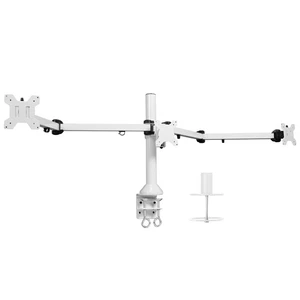 VIVO White Triple Monitor Desk Mount, Adjustable Stand, Fits 3 Screens up to 32" - Picture 1 of 8