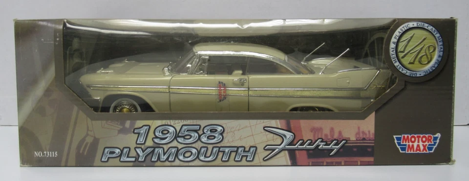 Motor Max Cream 1958 Plymouth Fury 2002 escala 1:18 Foto 1 de 4