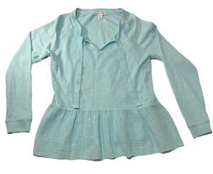 TRIBAL JEANS Mujer XS Cristal Marino Azul Aqua Cuello en V Moderno Estilo Peplum Top. - Imagen 1 de 12