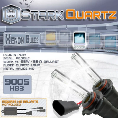 35W 55W Xenon HID Bulbs High Beam 6000K Ice White - 9005 HB3 Replacement x2 (E) - Image 1 of 3