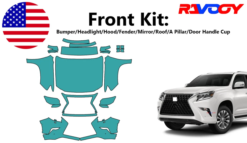 Kit precortado de película de protección de pintura delantera PPF para Lexus GX 460 2014-2023 Foto 1 de 4