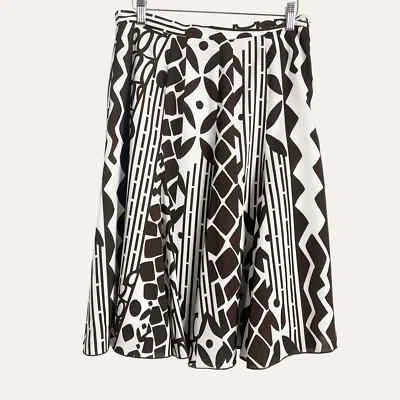 Falda Dressbarn Marrón y Blanco Estampado Geométrico Línea A Talla 10 Foto 1 de 4