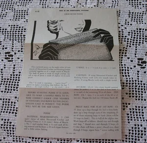 Vintage Crochet PATTERN from 50's or 60's for Small Purse/Handbag/Evening Bag   - Picture 1 of 2
