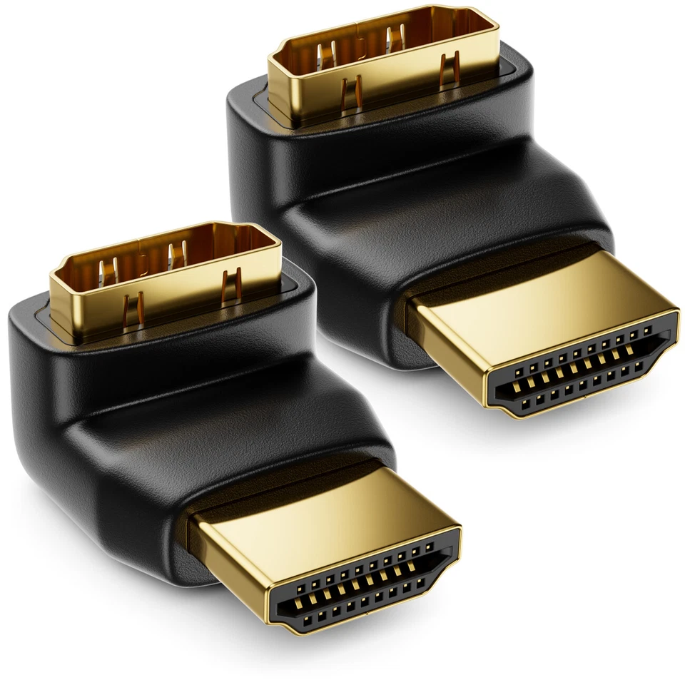 2x deleyCON 90° HDMI Adapter 4K UHD Winkeladapter Kabel Verbinder 2160p HDR ARC - Bild 1 von 4