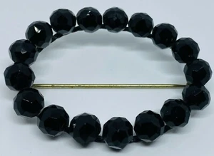 Victorian Melted Faceted “French Jet” Glass Mourning Brooch - Picture 1 of 3