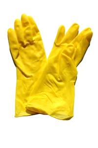 Gummihandschuhe, M, ungefütterte Gummi-Handschuhe mit Rollrand, Gelb - Bild 1 von 4
