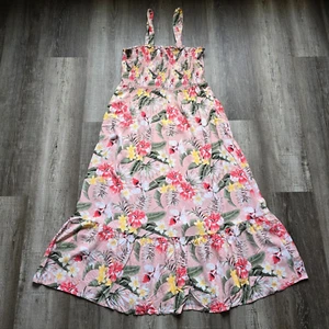 Ophelia Roe Sundress Womans XL Dress Hawaiian Boho Sleeveless Midi Pink Floral - Picture 1 of 12