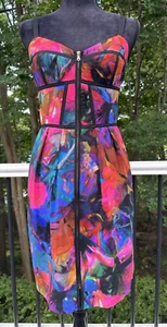Amanda Uprichard Sleeveless Silk Mini Dress Womens Multicolored Zip Front M - Picture 1 of 8