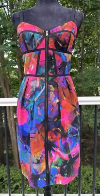 Amanda Uprichard Sleeveless Silk Mini Dress Womens Multicolored Zip Front M - Image 1 of 4