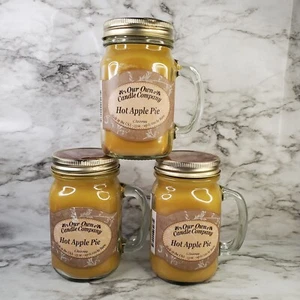 Our Own Candle Company 3 HOT APPLE PIE Candles Glass Jar 13oz up to 100 Hr Burn - Picture 1 of 8