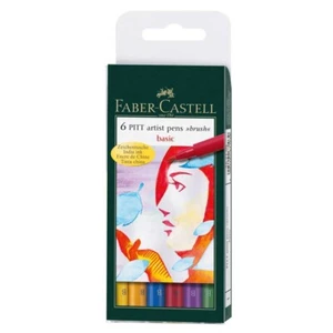 Faber Castell Pitt Artiste Brosse Stylos Base Couleurs Ensemble De 6 - Picture 1 of 2