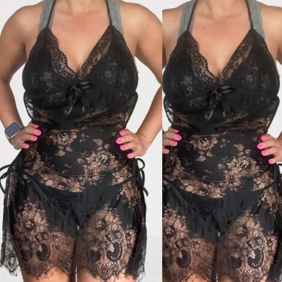 Sexy Lingerie Women Maid Role Play Fancy Dress Apron Uniform Cosplay Costume Set - Image 1 of 3