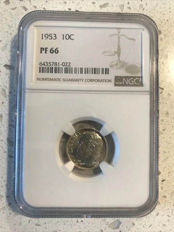 1953 Roosevelt Dime 10c Proof NGC PF 66 Cover