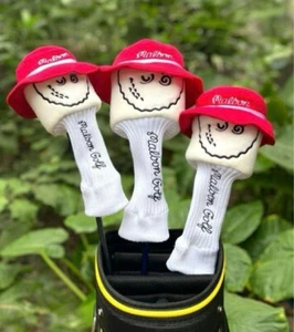 Malbon Golf White Headcover 3pcs Set Driver Fairway UT Club Unique Design New - Picture 1 of 1