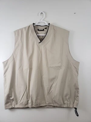 (M5) Reebok Golf Mens Windbreaker Vest Size XXL Sleeveless Drawstring Tan Pocket - Image 1 of 4