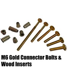 M6 Gold Yellow Furniture Connector Bolts 6mm Wood Inserts Hex Drive Wood Nuts