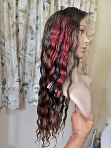 Peluca de cabello humano virgen virgen Balayage personalizada de alta calidad 28' de encaje frontal - Imagen 1 de 12