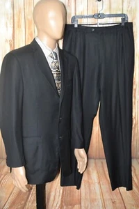 Ermenegildo Zegna Men Black Wool 3 Front Button Suit Sz 40R Wst 34x31 - Picture 1 of 22
