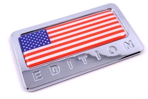 USA Edition with American Flag Chrome Emblem 3D decal Car bike Badge - Imagen 1 de 2