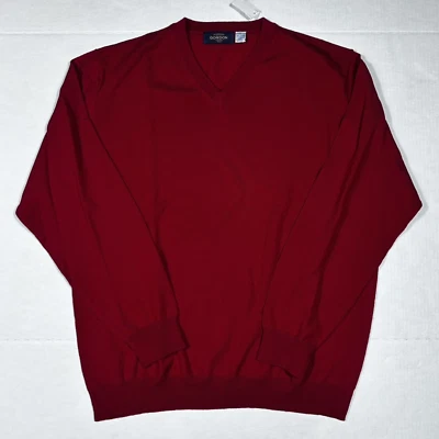 $125 Nuevo Suéter GORDON Para Hombre Talla Grande L Informal Rojo 100% Lana L/S Cuello en V Foto 1 de 4