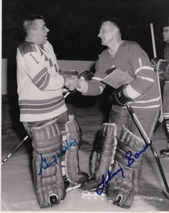 GUMP WORSLEY NEW YORK RANGERS / JOHNNY BOWER TORONTO MAPLE LEAFS SIGNED 8x10 - Picture 1 of 1
