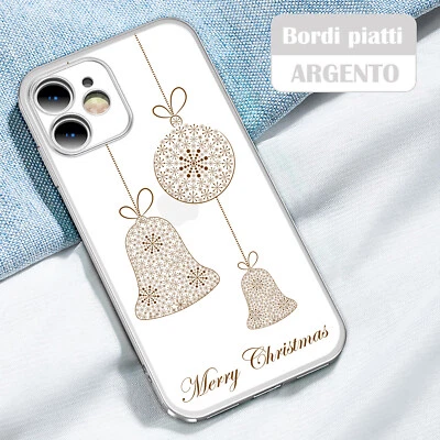 Custodia cover per iPhone 13 12 11 X XS 7 8 in Tpu morbido placcato Argento D - Immagine 1 di 2