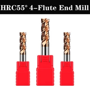 Tungsten Steel End Mill HRC55° 4-Flute Coating Flat Bottom Milling Cutter 1-6MM - Picture 1 of 15