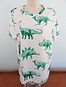 Woman's Multi-Colored Dinosaur Pullover Short Sleeve Top Size Large - Picture 1 of 6