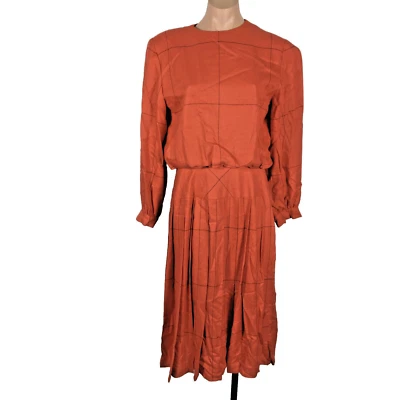 MJ RONNIE HELLER RED VINTAGE Secretary DRESS 10 CAREER Suit Neiman Marcus 80s - Image 1 of 4