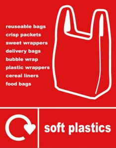 Soft Plastics Plastic Recycling Recycle WRAP Sign Adhesive Sticker 160mm x 125mm - Picture 1 of 2