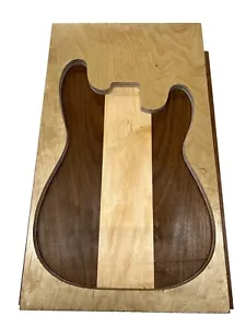 multispecies Electric/Bass Guitar Body Blank, 3 Piece Glued body Walnut + Maple - Picture 1 of 4
