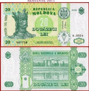 Moldavia 20 LEI 2006 P 13h Unc envío gratuito desde 100 USD - Imagen 1 de 3