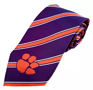 Clemson University Tiger Paw Men's Tie Purple Orange Eagles Wings Necktie - Picture 1 of 7