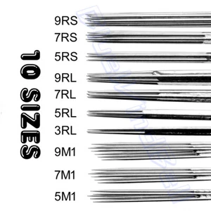 50 Stück Sterile Tattoo Einweg Nadeln Mix Größe 1 3 5 7 9RL, 5 7 9RS, 5 9M1 - Bild 1 von 3