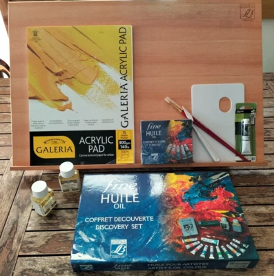 SET PITTURA Lefranc e Bourgeois Tempere Olio Cavalletto accessori vari OTTIMO - Immagine 1 di 4